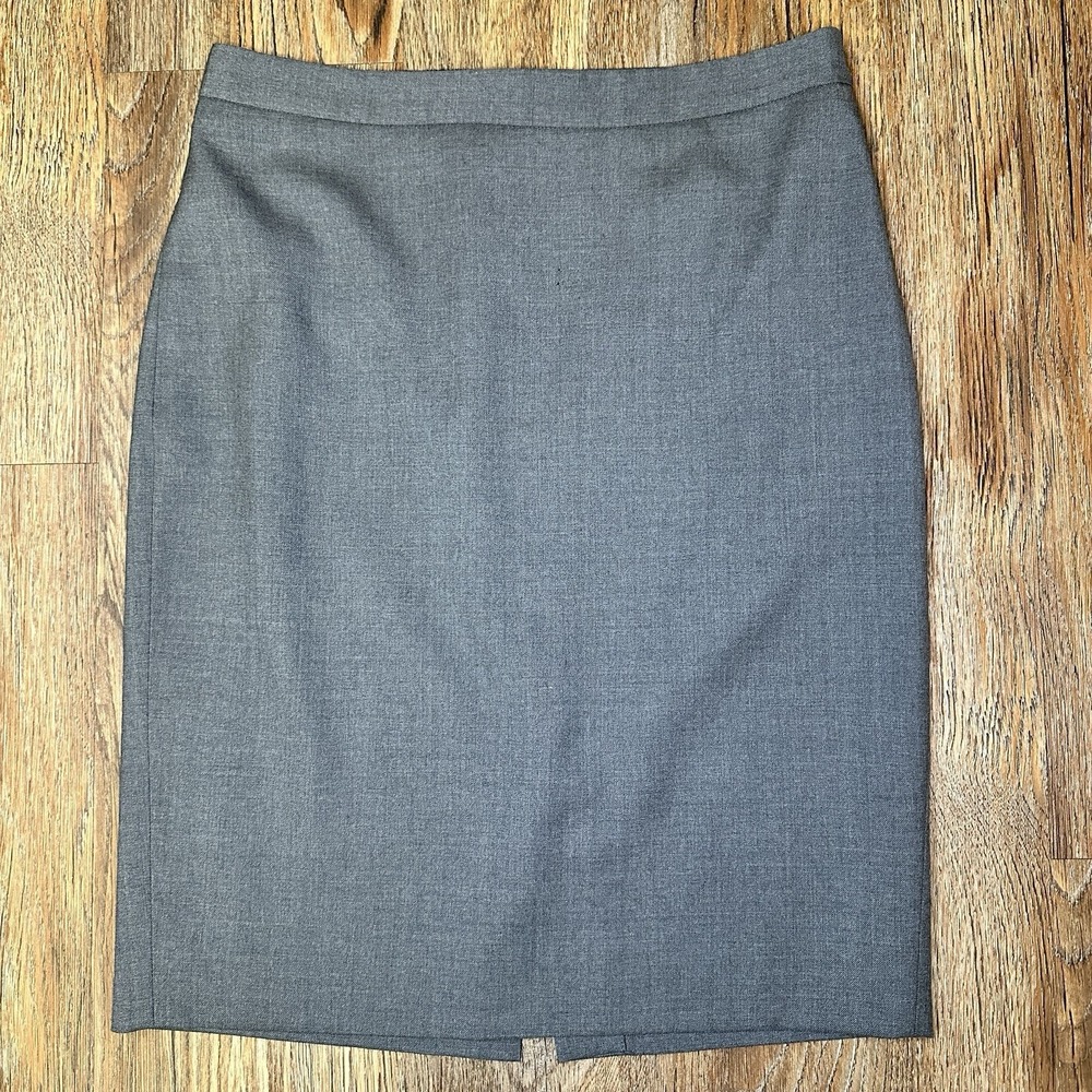 J. Crew Super 120's Gray Wool Pencil Skirt Women's Size 2 Lined Career Office